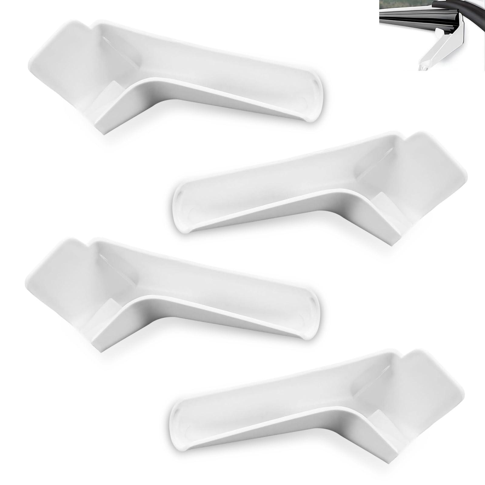 PenFot 4 PCS RV Roof Rain Gutter, 4.6" x 1.4" Rainwater Diversion Drain Accessory to Keep Roof Dry, Dust and Rust Proof Slot Expander for Left and Right Side, Universal for RVs (White)