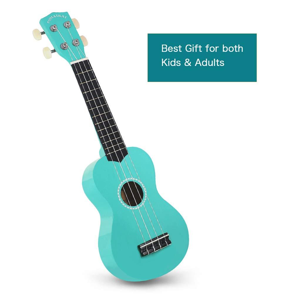 POMAIKAI Soprano Ukulele Starter Wood Ukele Hawaiian Guitar Ukelele 21" Beginner and Students (Blue) - Image 4