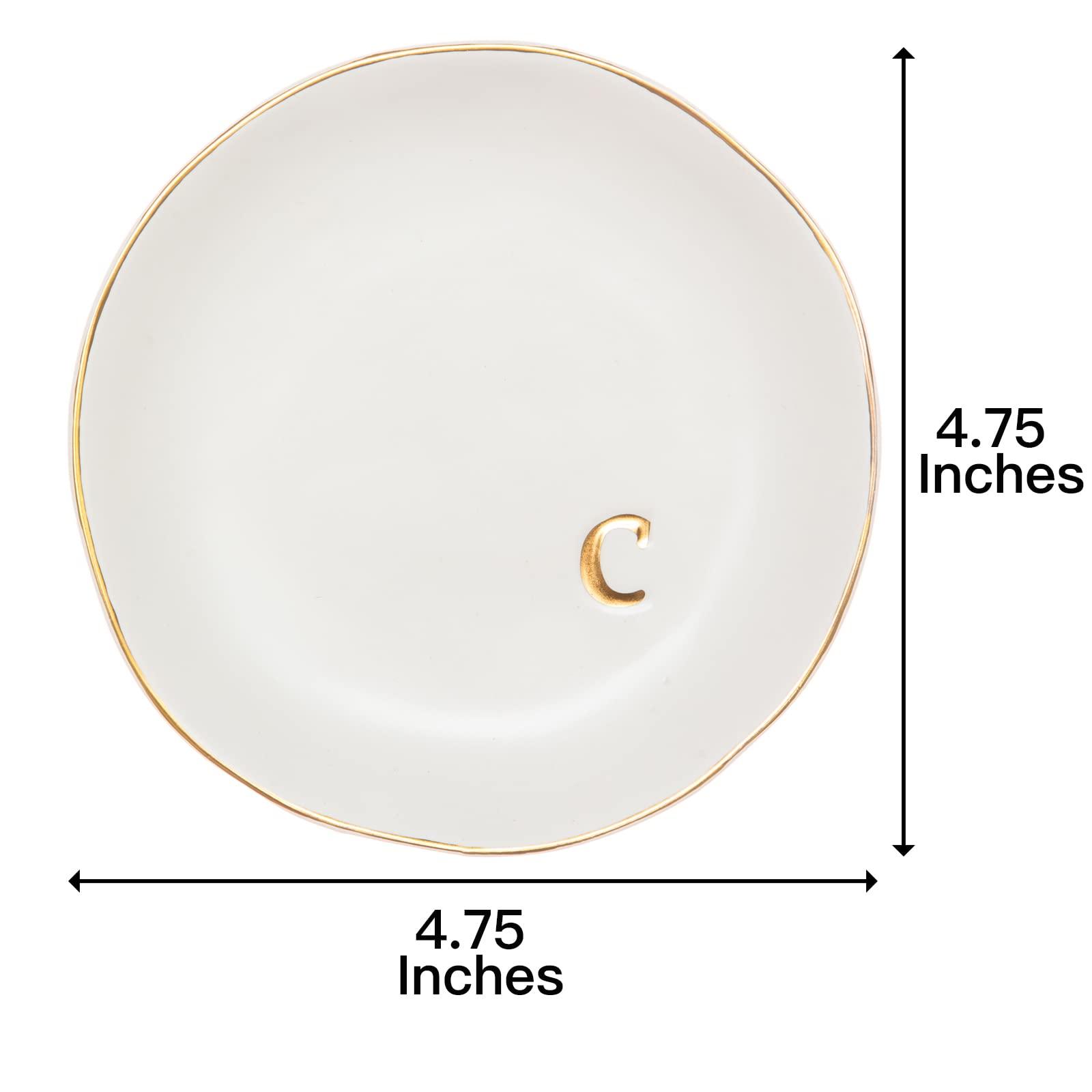 COLLECTIVE HOME - Ceramic Jewelry Tray, Decorative Trinket Dish for Rings Earrings Necklaces Bracelet Watch Keys, Birthday Mother's Day for Women, 4.75", White Surface (C) - Image 3
