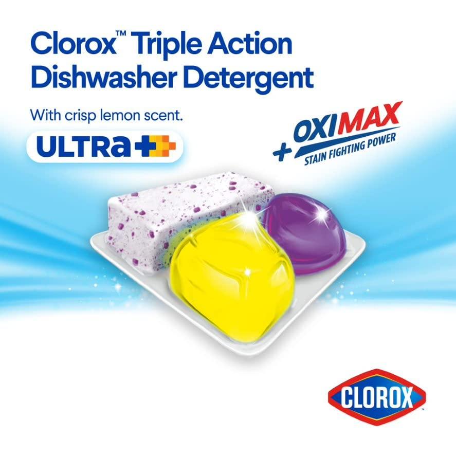 Clorox Ultra+ Dishwasher Detergent Pacs, 60 Count, Stain Fighting, No Prewash Needed, Removes Burnt-on Food, Crisp Lemon Scent Pods - Packaging May Vary - Image 4