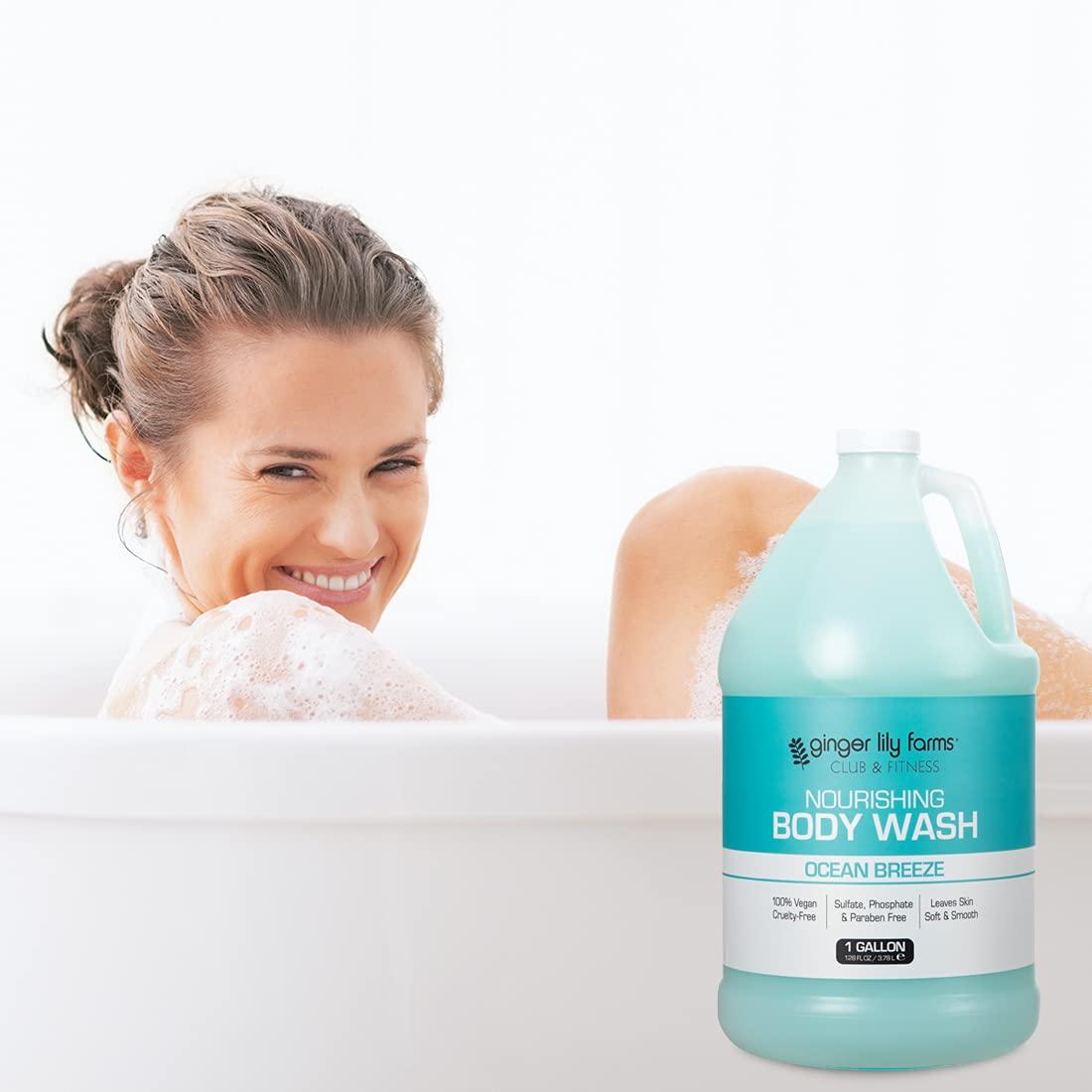 Ginger Lily Farms Club & Fitness Nourishing Body Wash, 100% Vegan & Cruelty-Free, Bath & Shower Gel for Men and Women, Ocean Breeze Scent, 1 Gallon (128 fl. oz.) Refill - Image 6