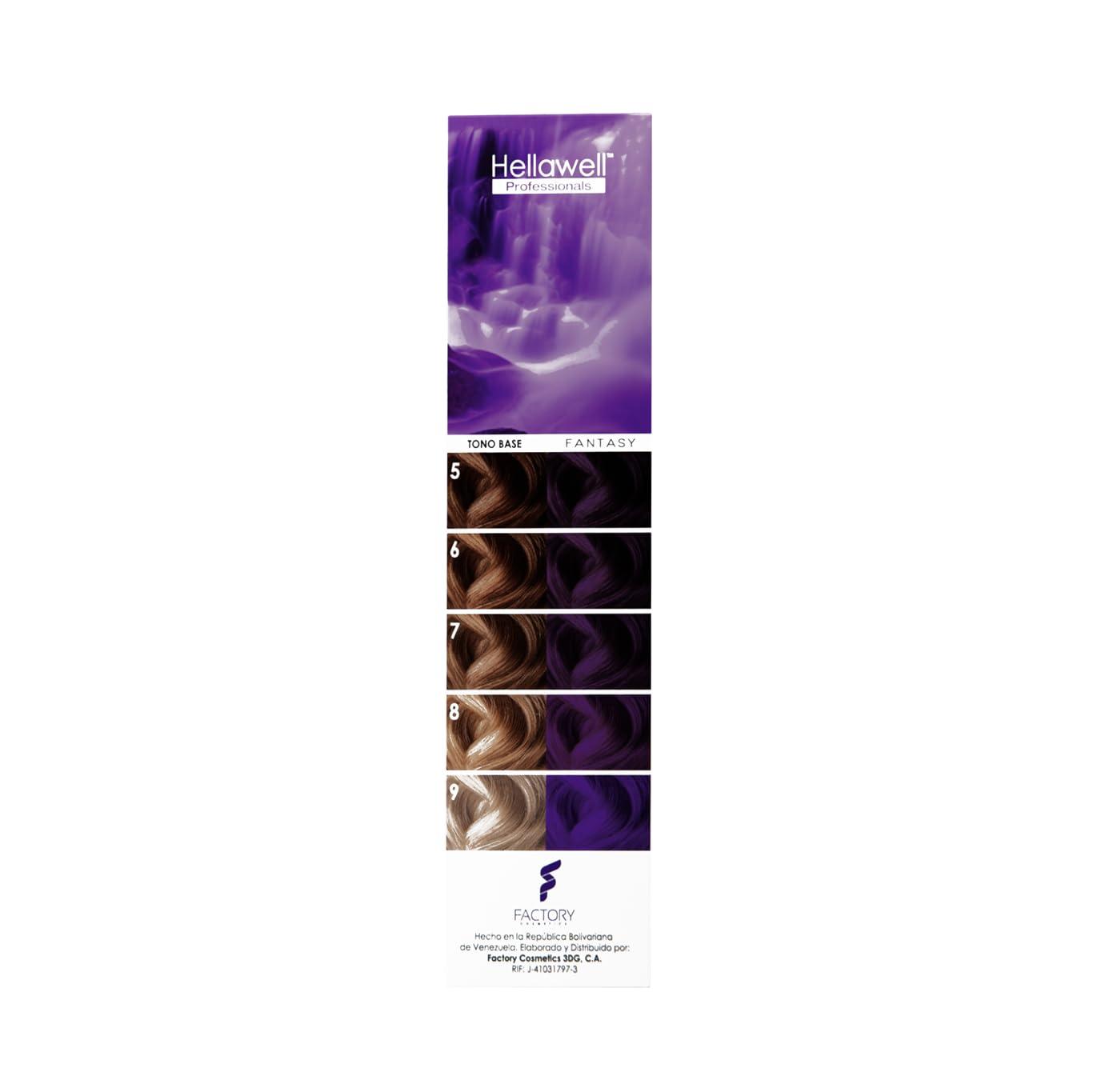 Hellawell Professional Hair Dye. Coverage Color Fantasy - Semi-permanent oxidation coloring cream. Purple 2.11oz. - Image 3