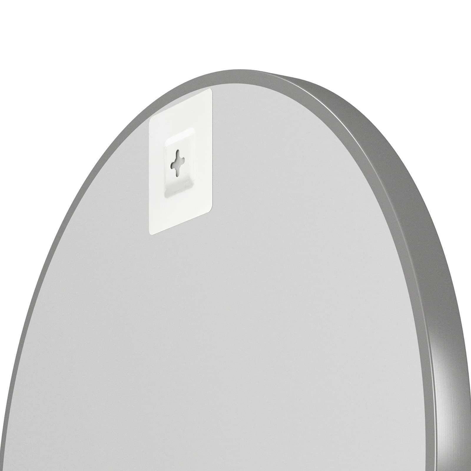 KAASUNES 30-Inch Circle Mirro Brushed Nickel Silver Wall Mounted Round Mirror, Glass Panel Circle Deep Set Design Stainless Steel Framed Mirror for Bathroom Vanity, Entryways, Living Rooms - Image 6