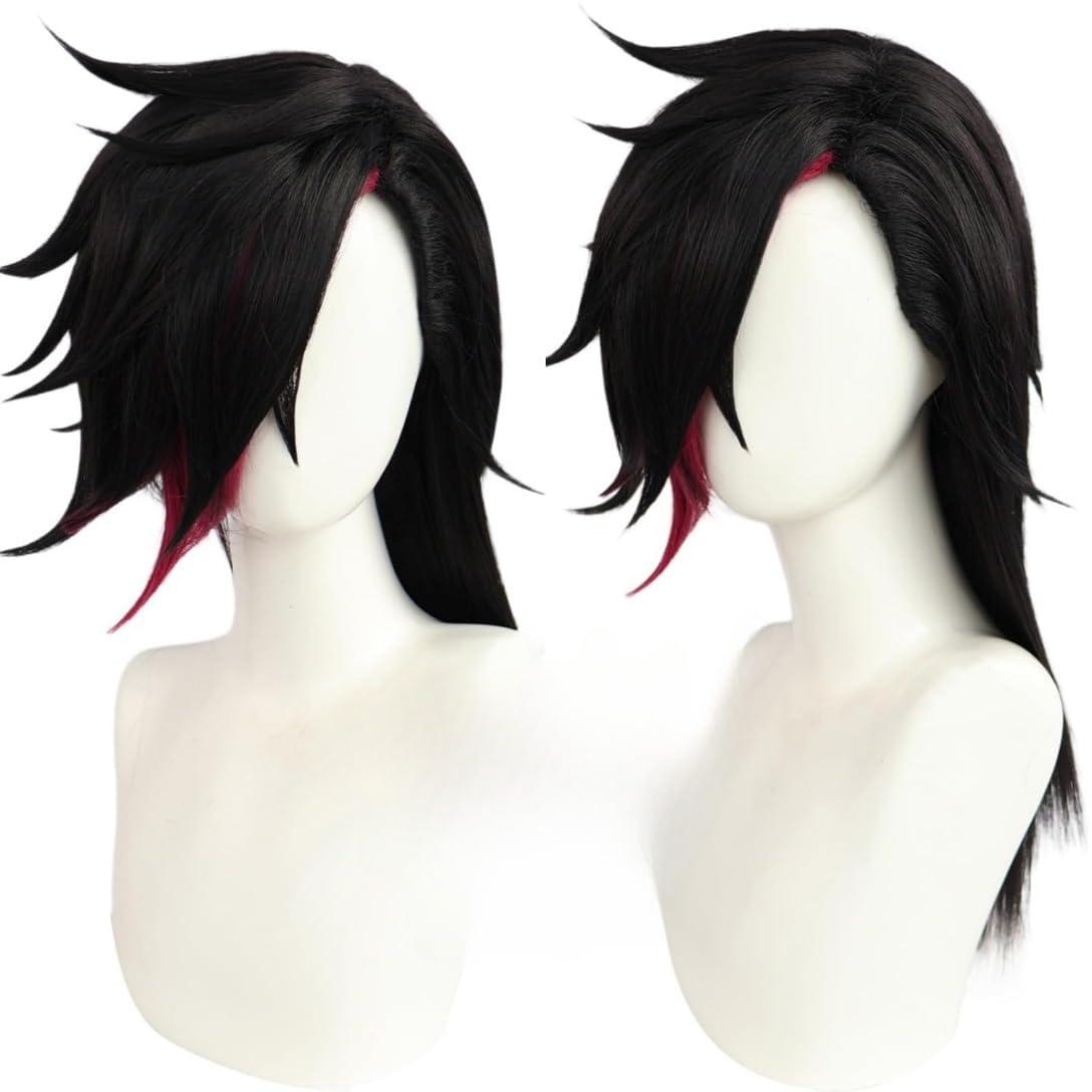 Deklopoa Anime Game Arcane Vi Cosplay Wig Outfit wigs Halloween Cosplay Costume +Wig Cap(Black,Vi cosplay wig)