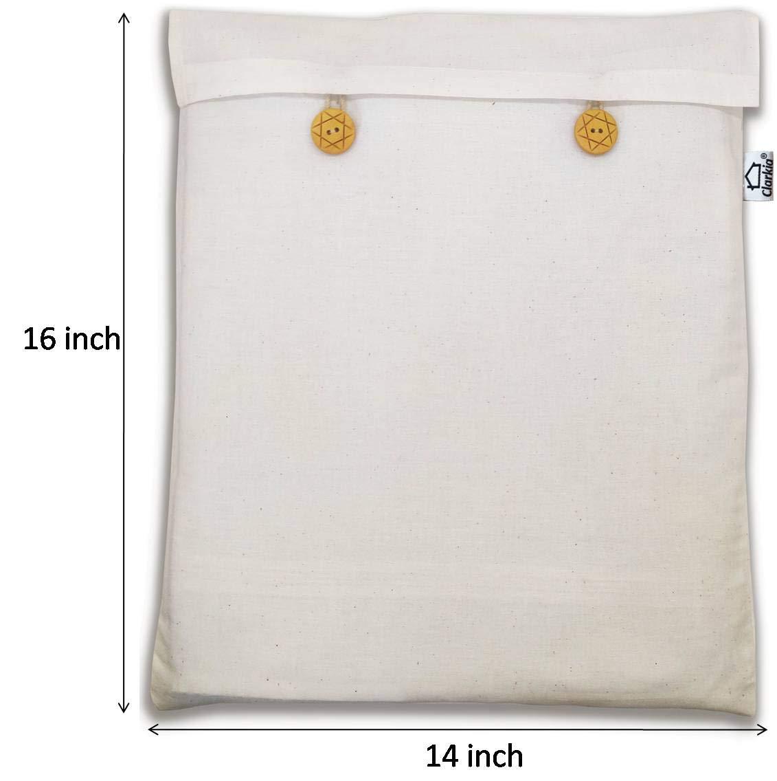 Reusable Cotton Saree Cover for Storage, Wardrobe Organizer Bags Saree Bags Cotton (16x14 inch, Beige) (6) - Image 2