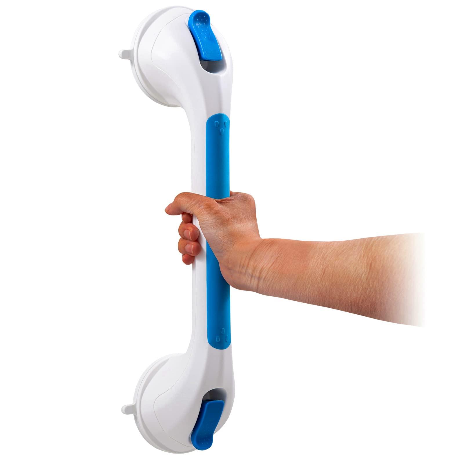 TAILI Shower Grab Bar Set, 16 Inch Suction Cup Grab Bars for Bathroom & Shower, Removable Shower Safety Handle Heavy Duty Bathtub Grip, Grey & Blue - Image 4