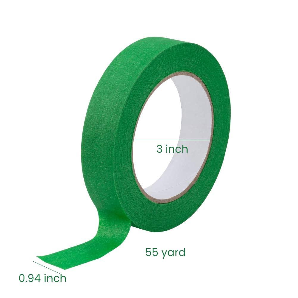 Lichamp 10 Pack Green Painters Tape 1 inch, Medium Adhesive Green Masking Tape Bulk Multi Pack, 1 inch x 55 Yards x 10 Rolls (550 Total Yards) - Image 2
