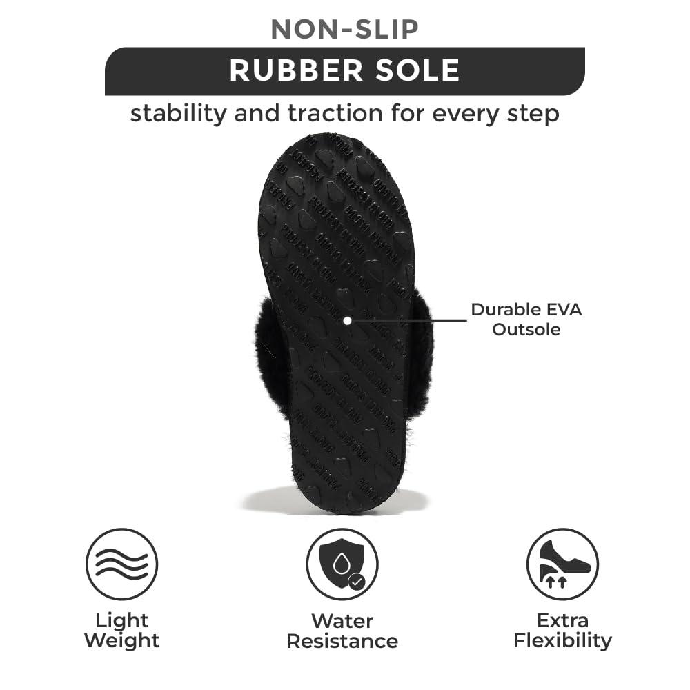 Project Cloud 100% Australian Sheepskin Scuff Slippers for Women - Genuine Shearling Memory Foam Slides for Women - Non-Slip Womens Slippers (Lynsey) (Lynsey) - Image 4