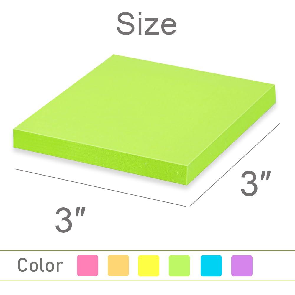 (24 Pack) Sticky Notes 3x3 in Post Bright Stickies Colorful Super Sticking Power Memo Pads, Strong Adhesive, 74 Sheets/pad - Image 3