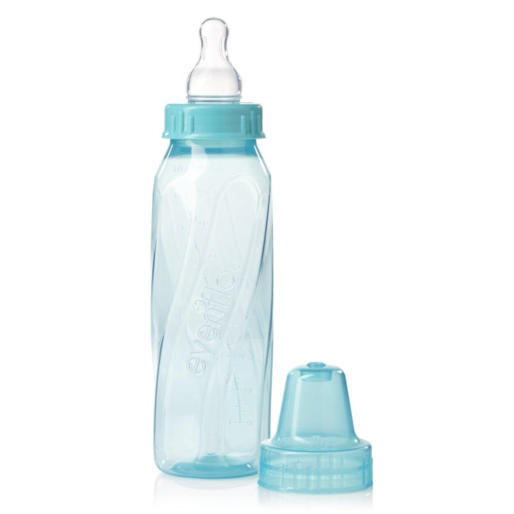 Evenflo Feeding Classic Tinted Plastic Standard Neck Bottles for Baby, Infant and Newborn - Teal/Green/Blue, 8 Ounce (Pack of 12) - Image 4