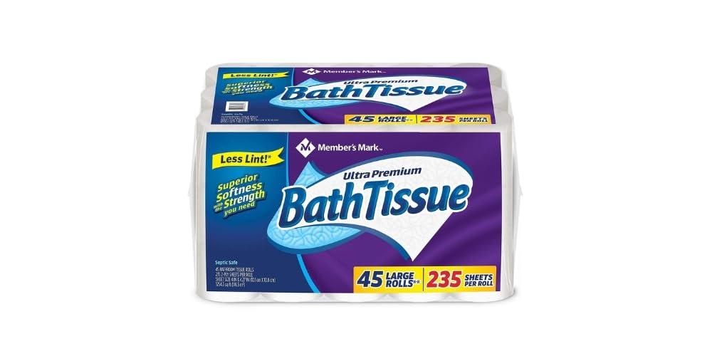 Ultra Premium Soft and Strong Bath Tissue, 2-Ply Large Roll Toilet Paper, 235 sheets, 45 rolls
