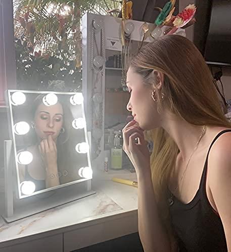 NUSVAN Vanity Mirror with Lights, Makeup Mirror with Lights,3 Color Lighting Modes Detachable 10X Magnification Mirror Touch Control,360°Rotation, White. - Image 7