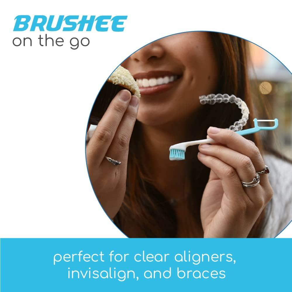 Brushee - The Evolution of Oral Care | 4-in-1 Tool (Paste + Brush + Floss + Pick) | Individually Wrapped | Disposable | Prepasted Travel Toothbrushes | Small Adult Toothbrush - (24-Pack) - Image 7
