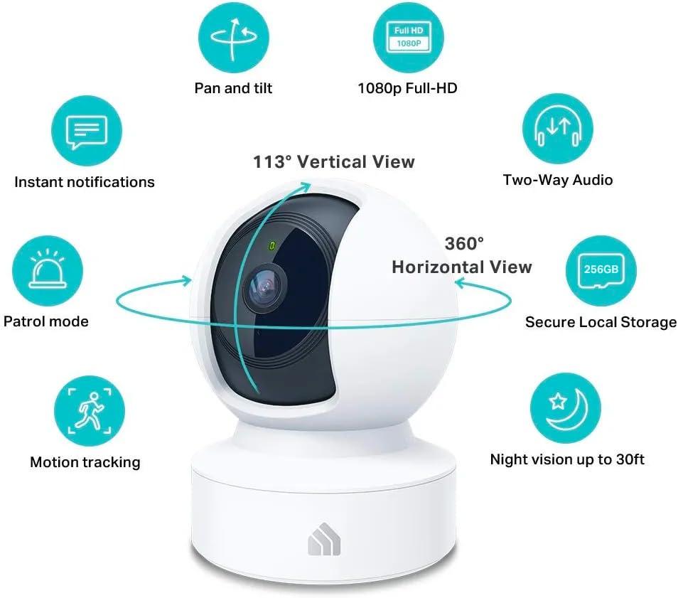 Kasa Indoor Pan/Tilt Smart Security Camera, 1080p HD Dog-Camera,2.4GHz with Night Vision,Motion Detection for Baby and Pet Monitor, Cloud & SD Card Storage, Works with Alexa& Google Home (EC70), White - Image 2