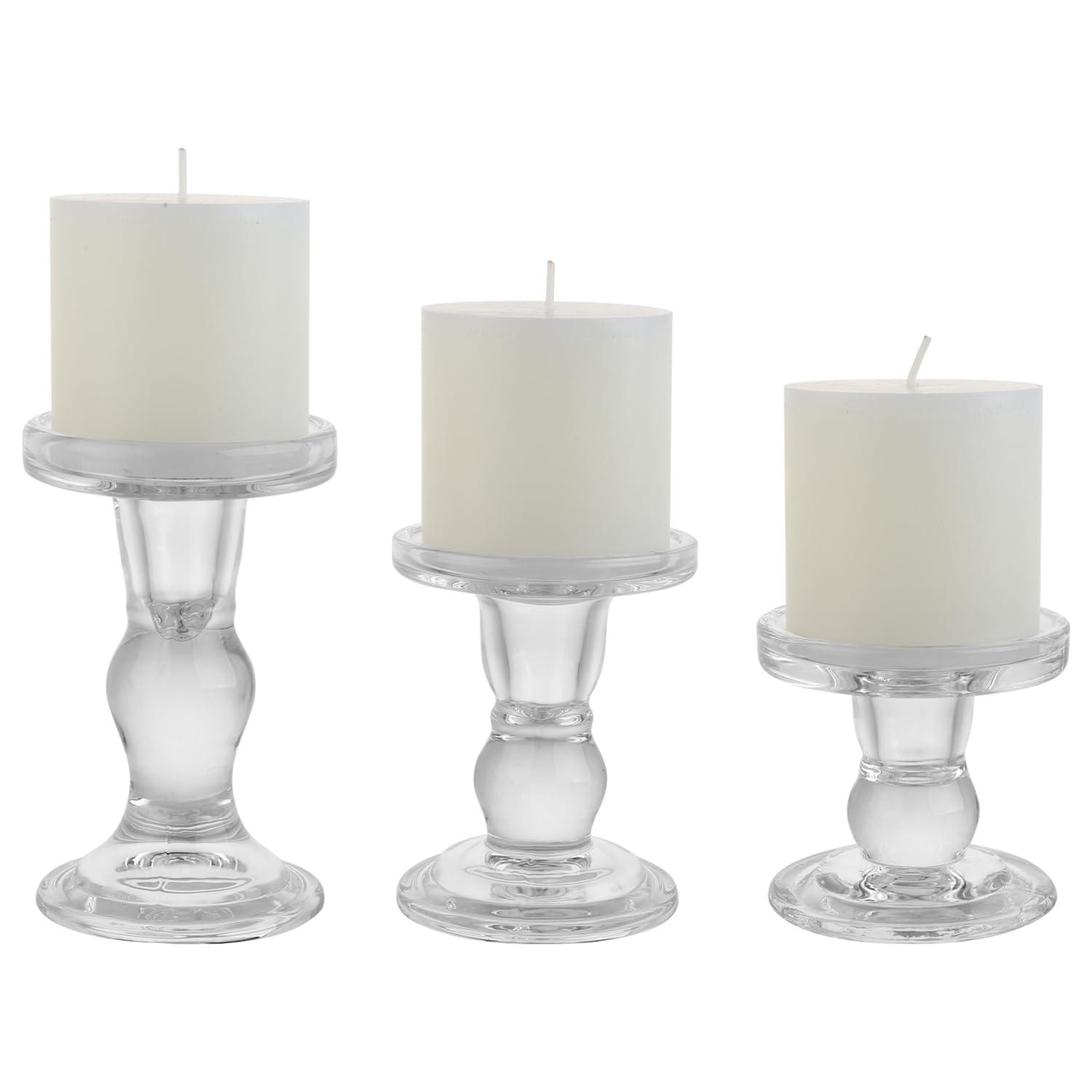 BTGLLAS 6-Piece Set of Glass Candlestick, Crystal Candlestick Holder Holder and Conical Candle, Christmas Candle Holder Decoration, Family Living Room Wedding Candle Holder (Clear 2sets) - Image 4