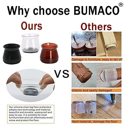 BUMACO 40Pcs Chair Leg Floor Protectors Chair Leg Protectors for Hardwood Floors Silicone Pads Covers to Protect Floors (Universal L Clear Fit 1-5/16"~2") - Image 5