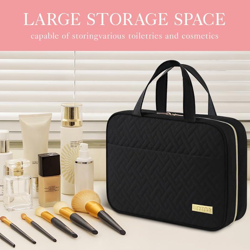 HOTOR Travel Toiletry Bag w/Hanging Hook - Spacious Toiletry Bag Essentials for Women & Men, Makeup Bag/Big Comparment, Waterproof for Travel Accessories, Medium, Black - Image 2