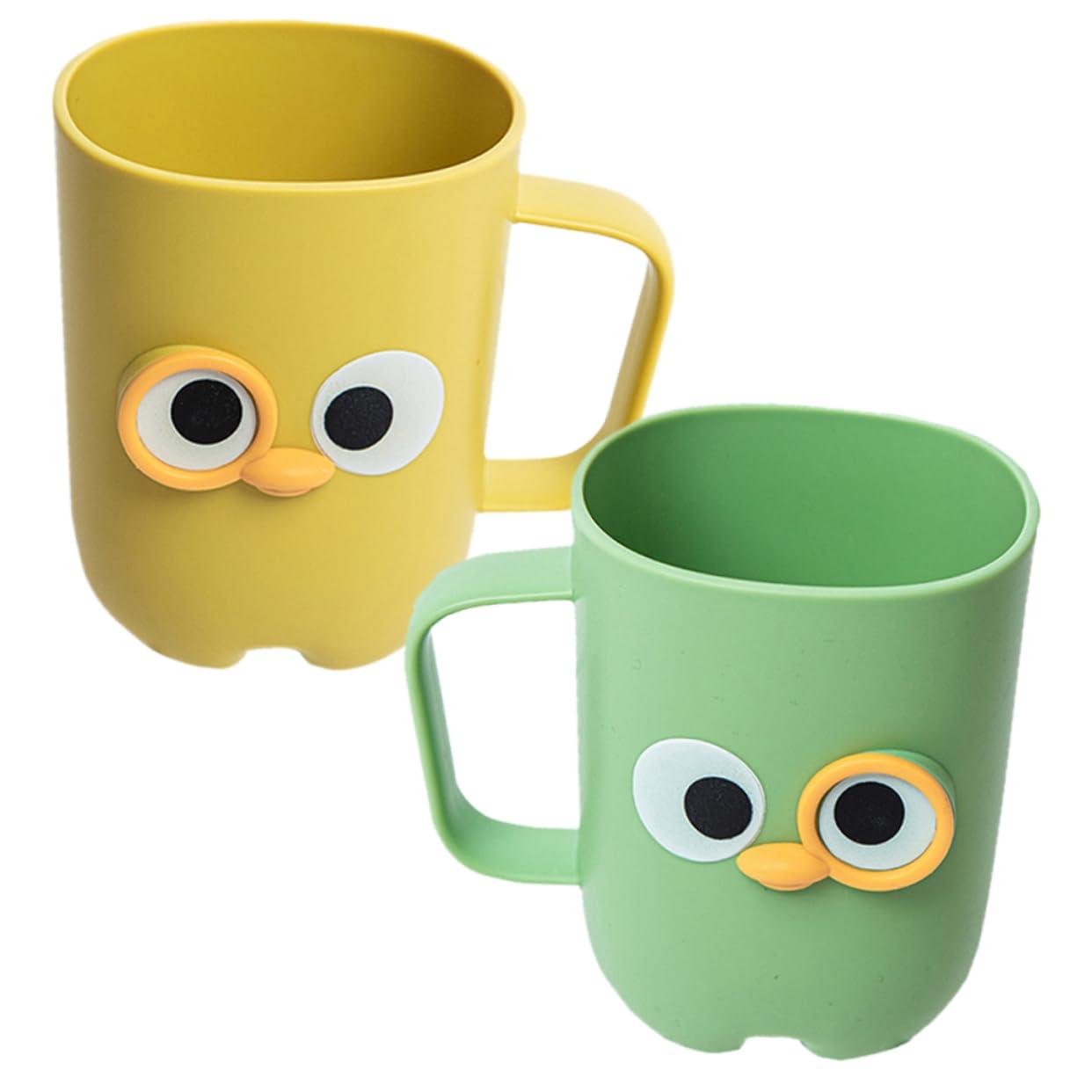 BRIGHTFUFU Toothbrush Storage Cup Toothbrush Cup Holder Plastic Cartoon Design Reusable for Boys and Girls Adults