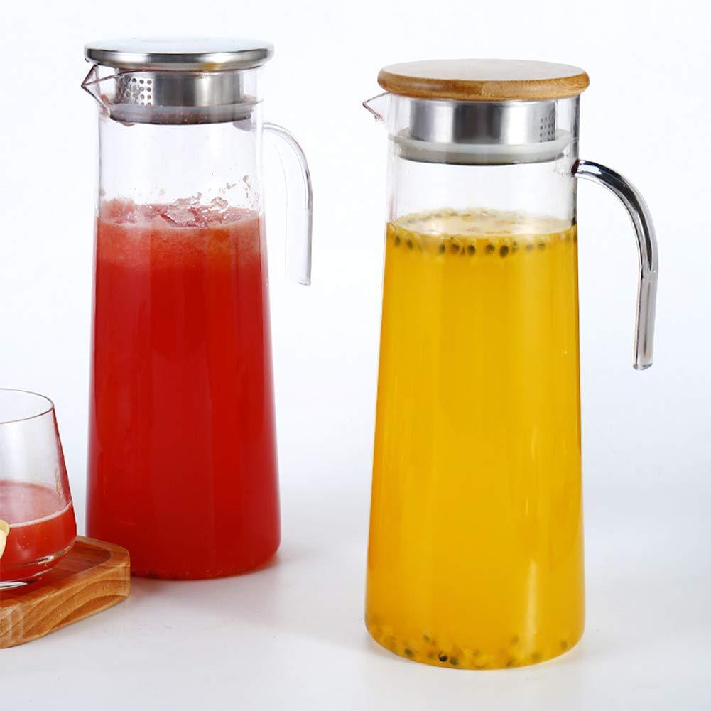 Acrylic Water Pitcher with Lid, 40 Oz Plastic Transparent Iced Tea Water Jug Drink Pitcher Beverage Carafe Pitchers for Juice Tea Coffee Milk(Bamboo Lid) - Image 6