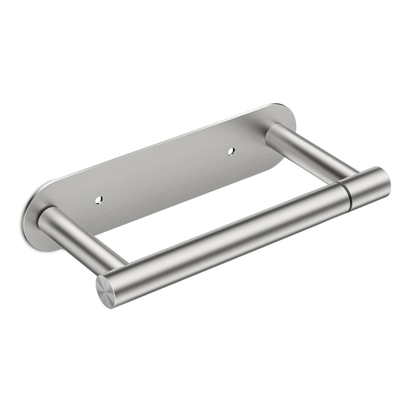 FORIOUS Toilet Paper Holder, Adhesive or Screw Wall Mount Pivoting Tissue Roll Holder for Bathroom, Stainless Steel Rustproof Self Adhesive Toilet Paper Roll Holder no Drilling, Brushed Nickel - Image 8