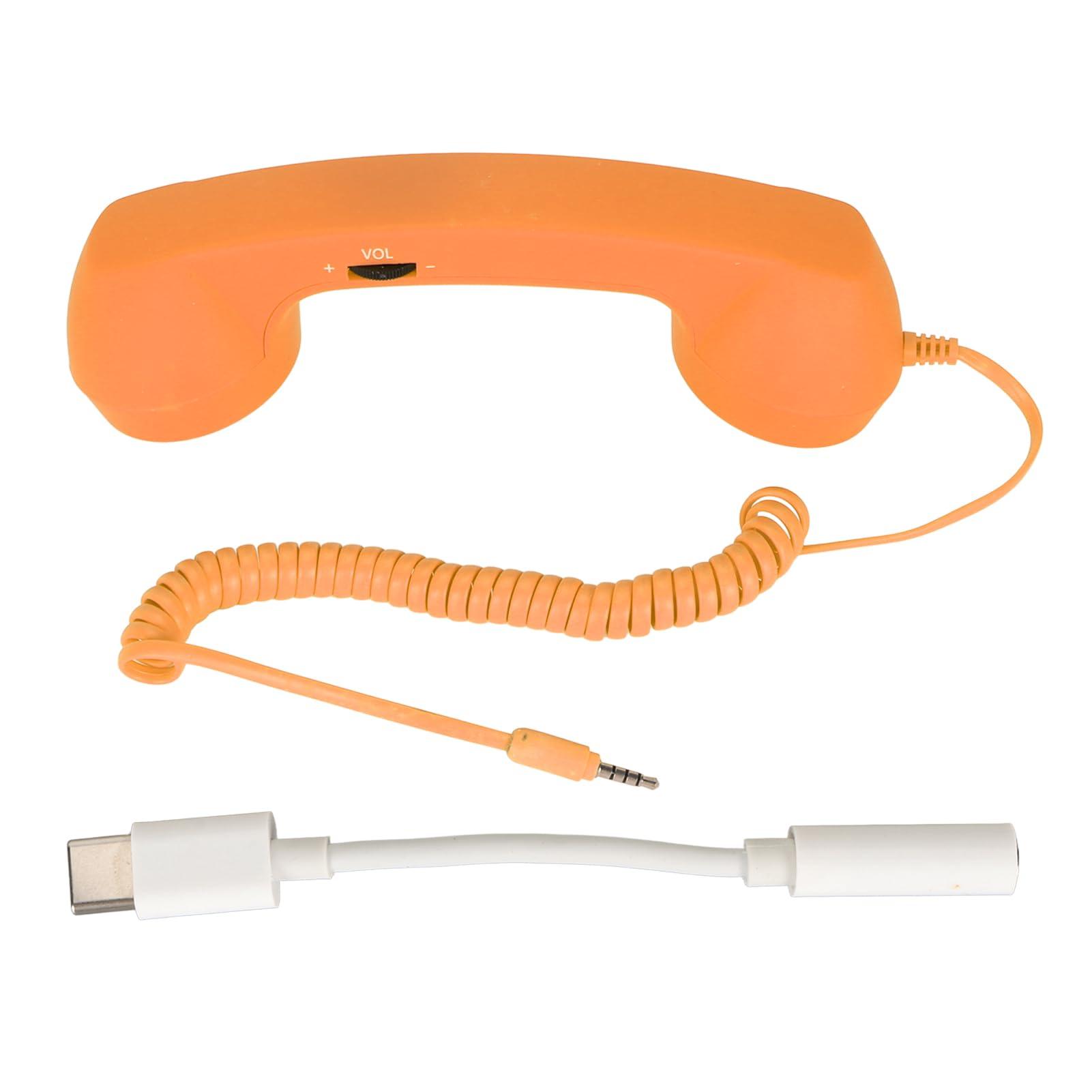 Retro Telephone Handset, 3.5mm Cell Phone Receiver Mic, Microphone Speaker Vintage Retro Telephone Handset for Smartphone (Orange) - Image 6