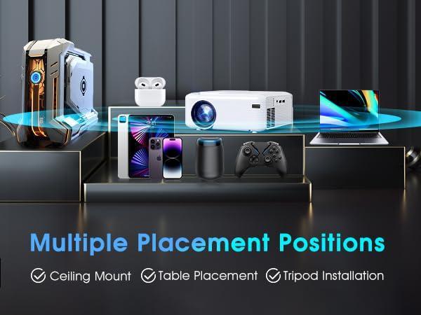 Projector,Mini Projector with Projector Stand,Bluetooth Projector 1080P Full HD Supported Portable Projector,Outdoor Projector for Home Theater, Projector Compatible with TV Stick, HDMI, Phone - Image 6