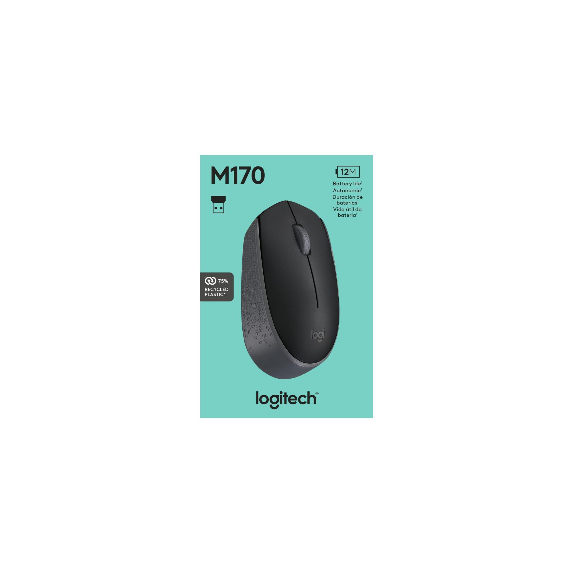 Logitech M170 Wireless Mouse for PC, Mac, Laptop, 2.4 GHz with USB Mini Receiver, Optical Tracking, 12-Months Battery Life, Ambidextrous - Black - Image 10