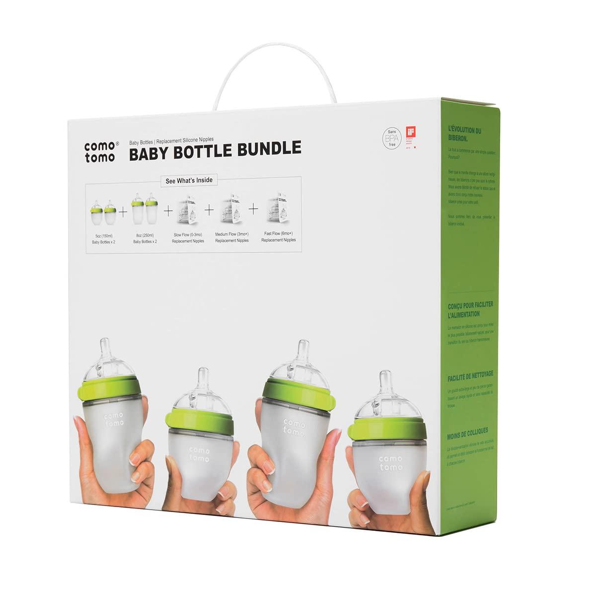 Comotomo Baby Bottle Bundle, Green, (7 Piece Set) - Image 2