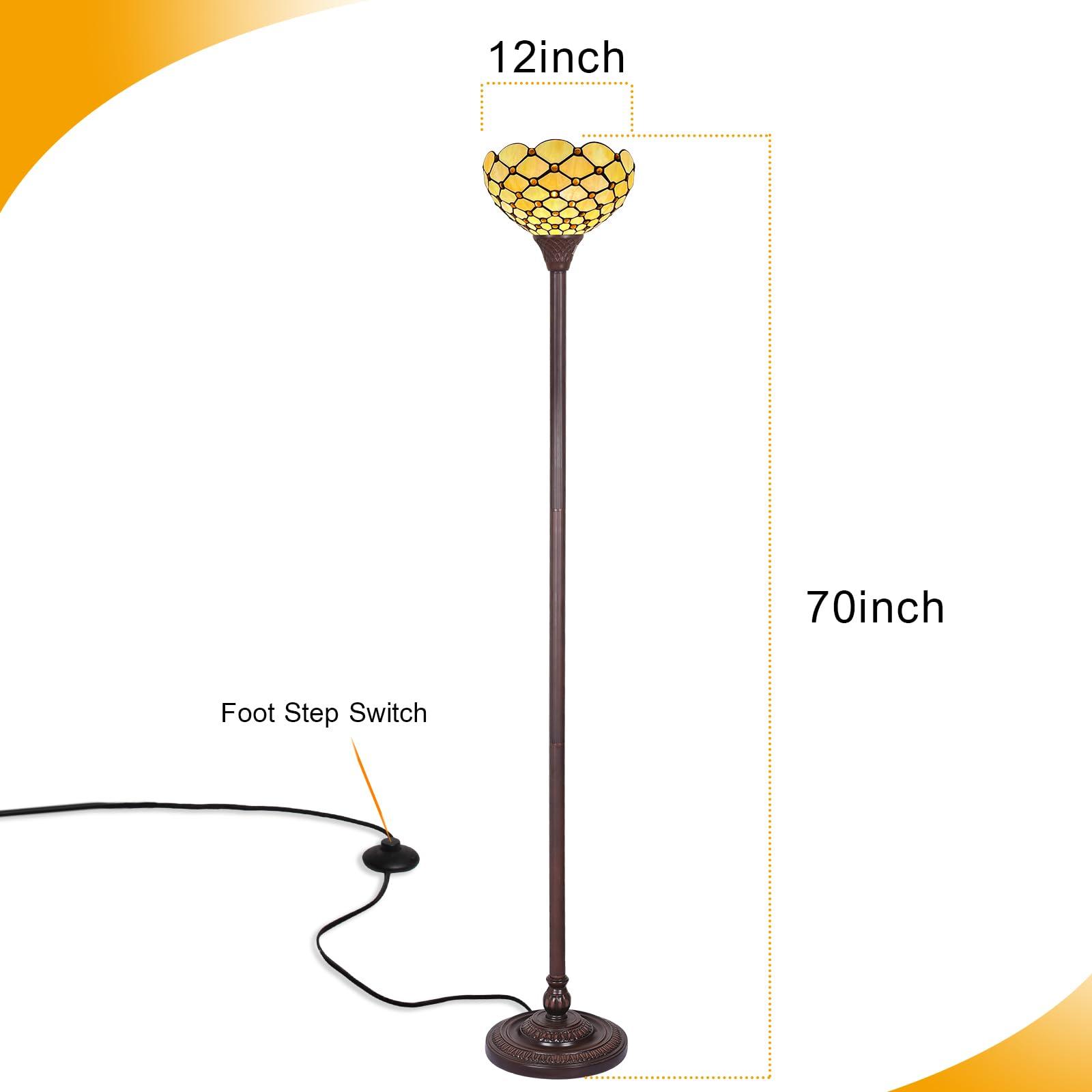 Capulina Tiffany Torchiere Floor Lamp 70 Inches Height Industrial Pole Vintage Amber Beads Style Standing Floor Light for Home Office Living Room Bedroom Farmhouse - Image 6