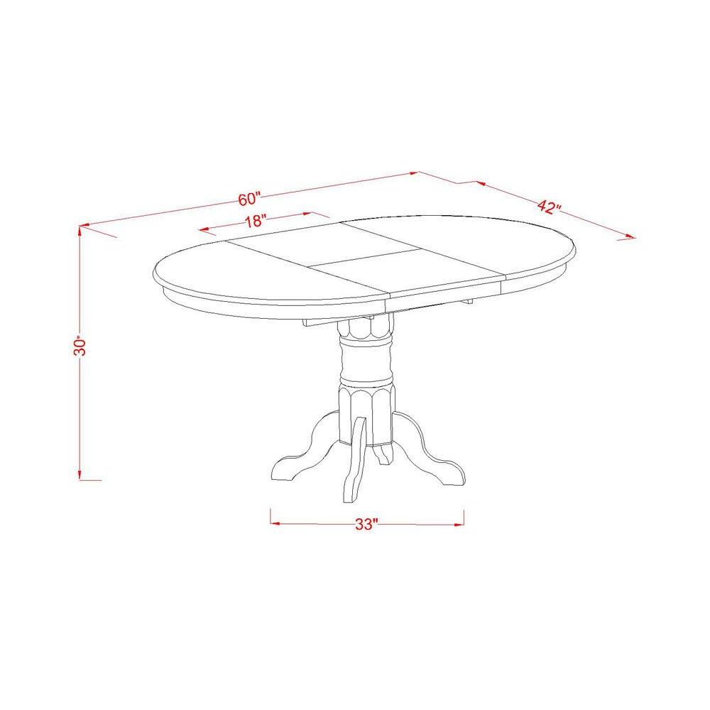 East West Furniture KET-ESP-TP Kenley Dining Room Table - an Oval Solid Wood Table Top with Butterfly Leaf & Pedestal Base, 42x60 Inch, Espresso - Image 3