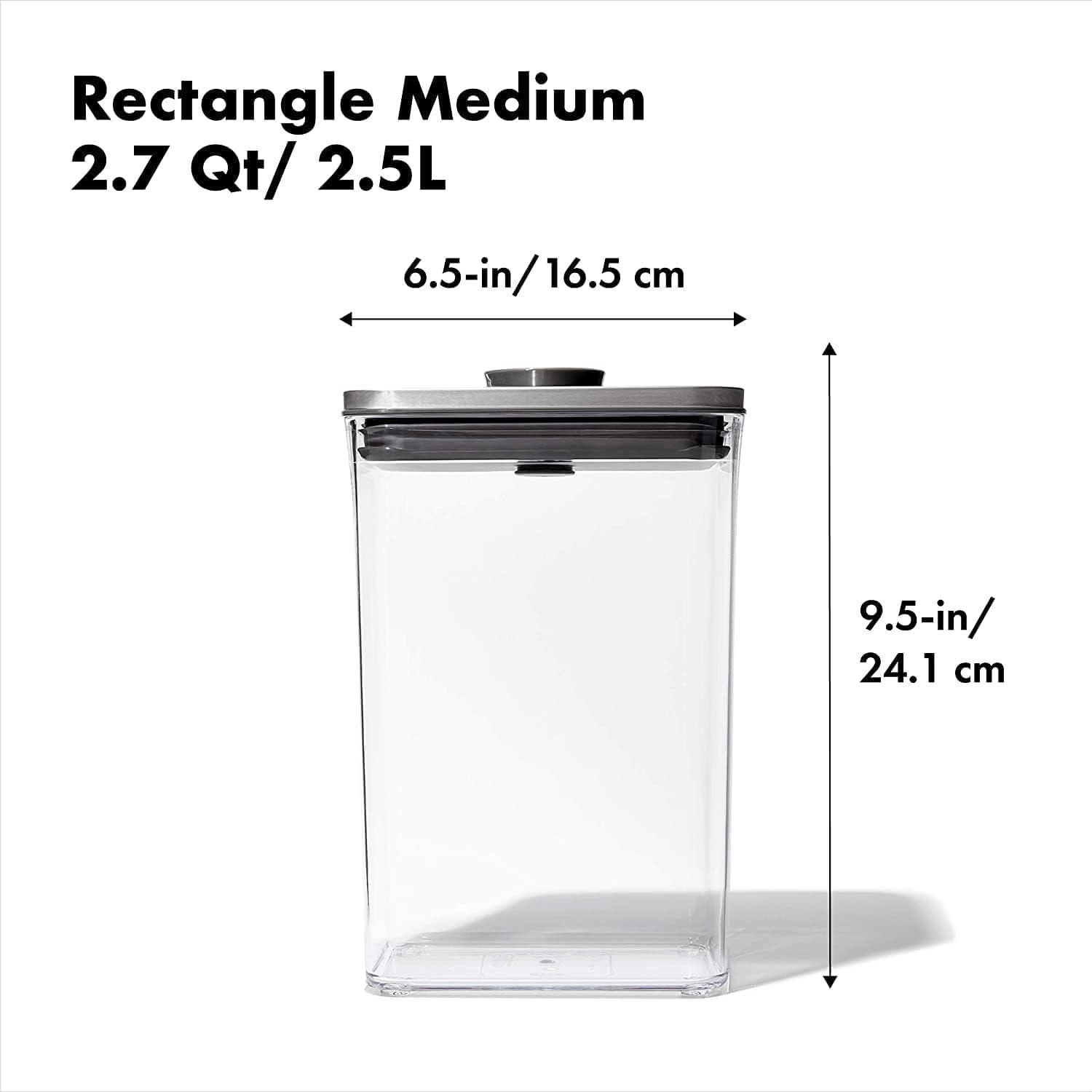 OXO Steel POP Container Medium Rectangle - 2.7 Qt (Pack of 4) Food Storage Containers Airtight for Rice, Pasta & More, Grey - Image 2