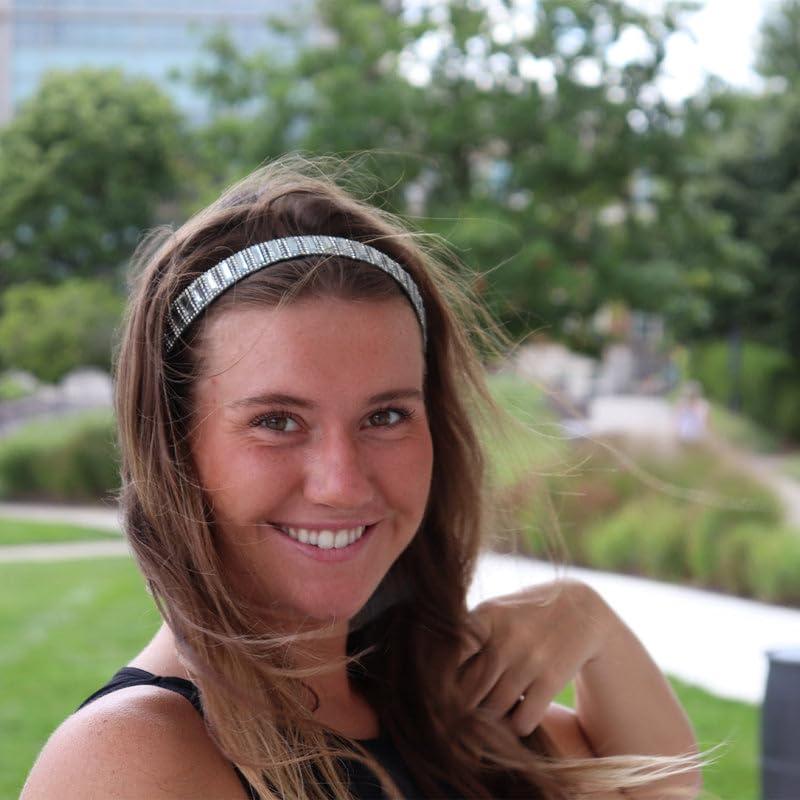 Sweaty Bands Womens Girls Headband for an Active Lifestyle - Non-Slip Grip Sweat-Wicking Velvet-Lined Rhinestone Sparkling Hairband - Bling Silver Beauty Silver 1-Inch - Image 7