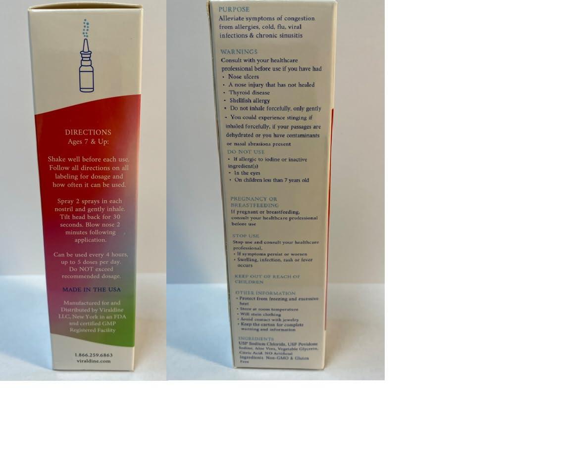 VIRALDINE 0.5% Povidone-Iodine Nasal Spray, Rapid Relief Formula, Helps with Daily Congestion, 100 Applications, 30ml - Image 8