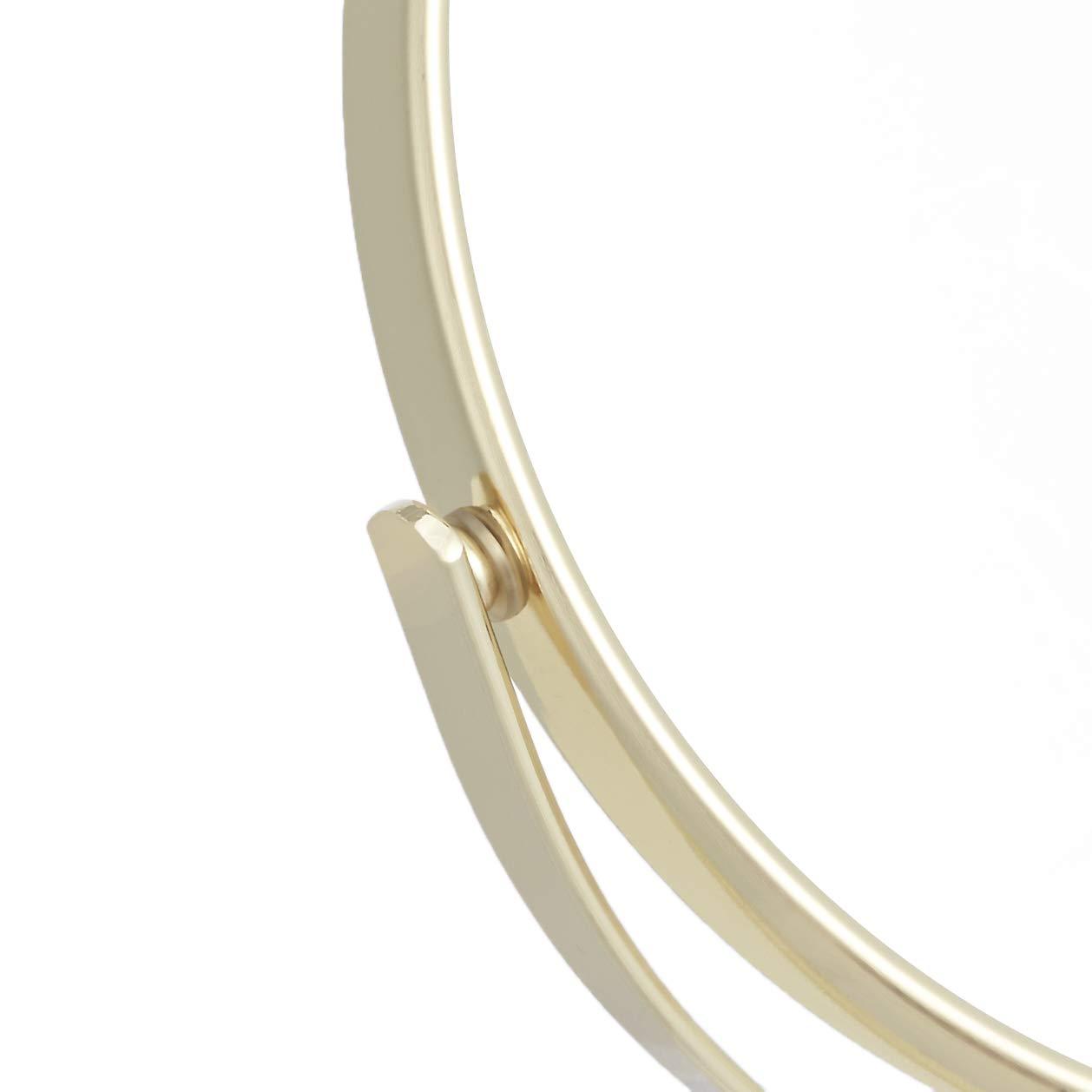 Amazon Basics Tabletop Magnifying Mount Vanity Round Mirror, 1X/5X Magnification, Iron Frame, 7.2"L x 4.92"W, Gold - Image 6