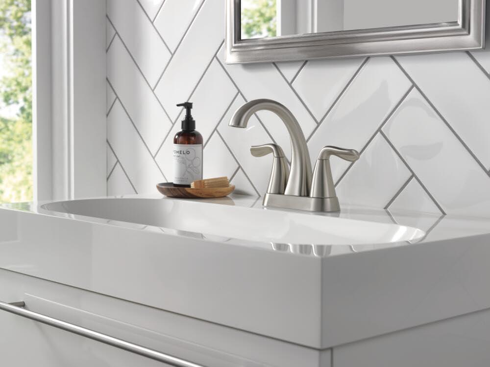 Delta Faucet Arvo Centerset Bathroom Faucet Brushed Nickel, Bathroom Sink Faucet, Drain Assembly Included, SpotShield Stainless 25840LF-SP - Image 6