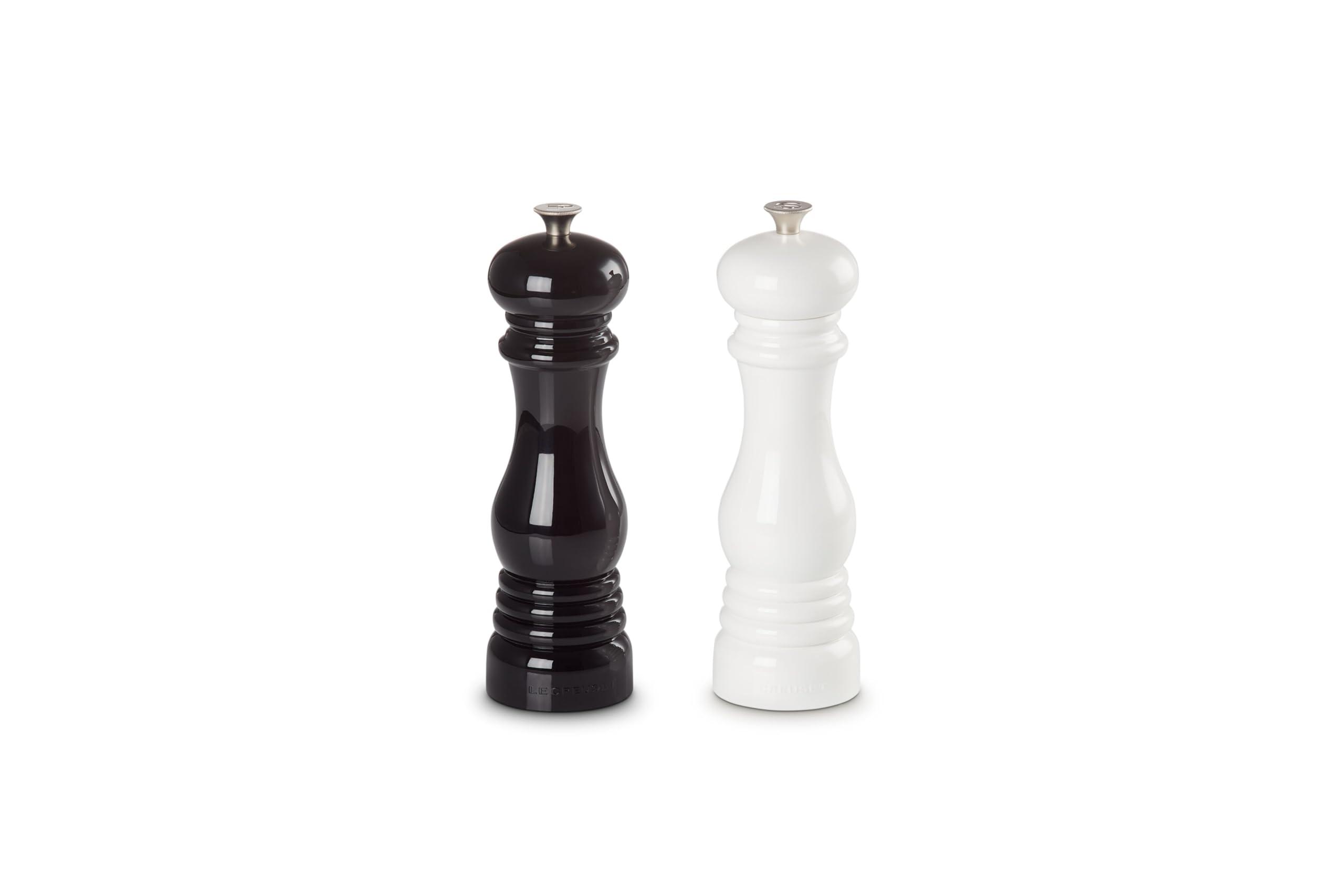 Le Creuset Salt and Pepper Mill Set, 8" x 2 1/2" each, Black & White - Image 4