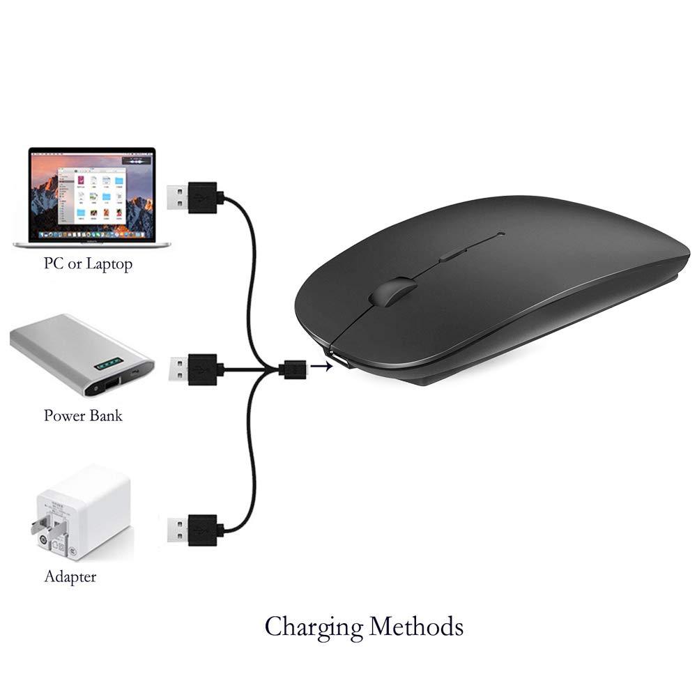 KLO Rechargeable Bluetooth 5.2/3.0/Type-C/USB-2.4G Mouse for MacBook/MacBook air/Pro/iPad, Wireless Mouse for Laptop/Notebook/pc/iPad/Chromebook (Black) - Image 7