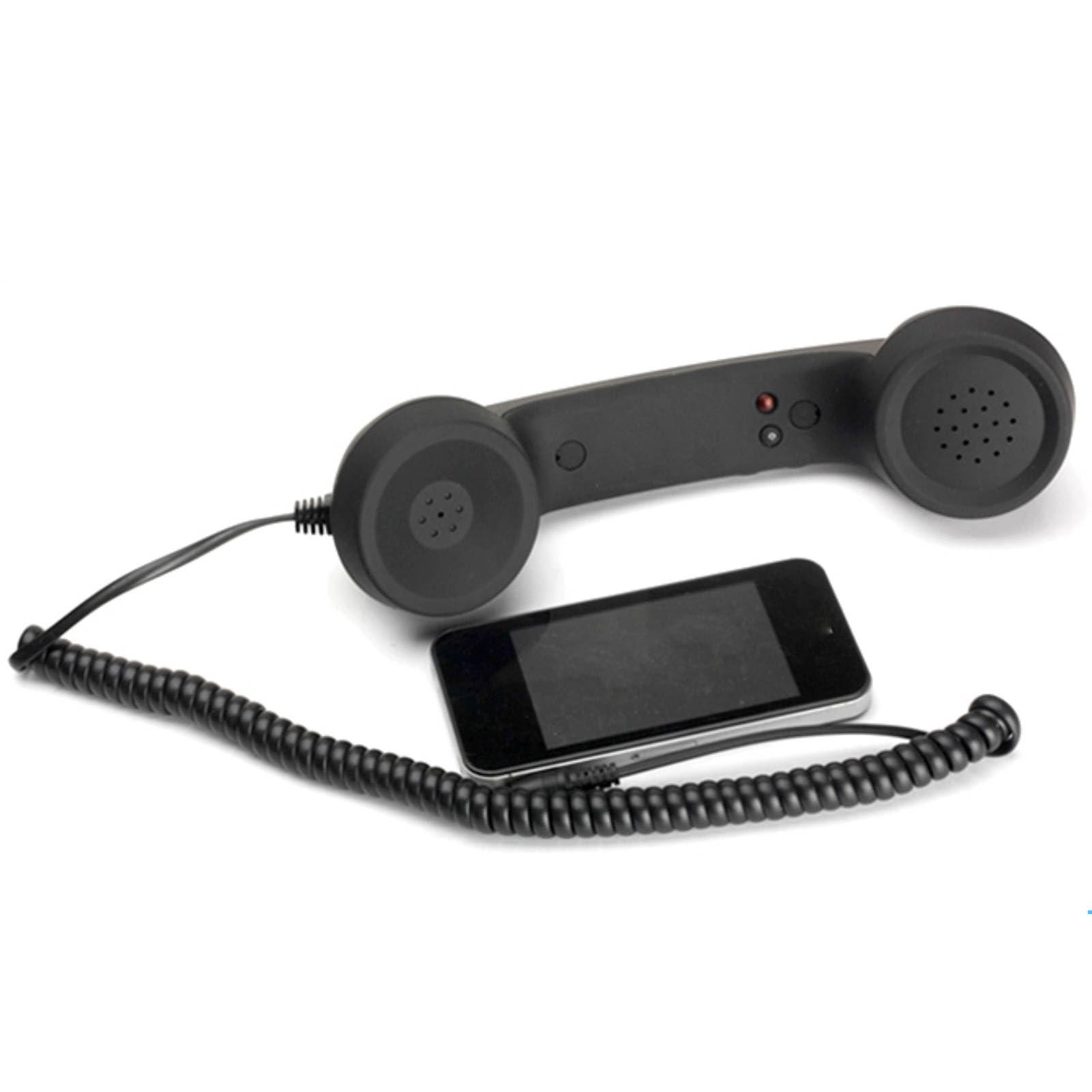 Retro Phone Handset, Handheld Old Telephone Headset, Wire Cell Phone Receiver, Radiation Proof, for Mobile Phones Computers Black