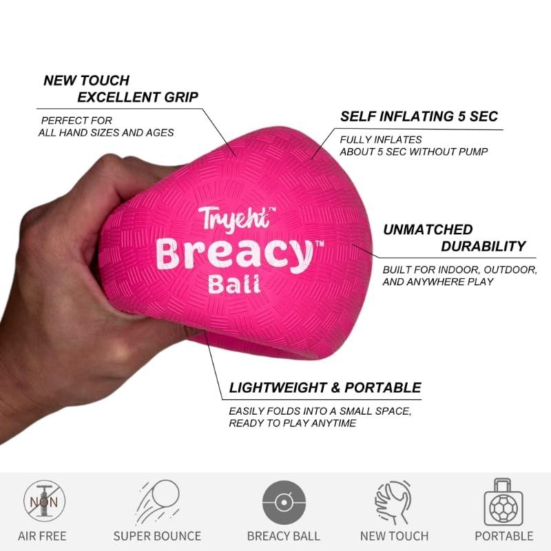 Tryeht 𝗦𝗲𝗹𝗳 𝗜𝗻𝗳𝗹𝗮𝘁𝗶𝗻𝗴 Ball 5" - Pump Free Playground Easy Grip Instant Healing Rubber Ball | Handball, Dodgeball, Mini Soccer Vollyball, Stress Support, Tension Sensory - Image 5