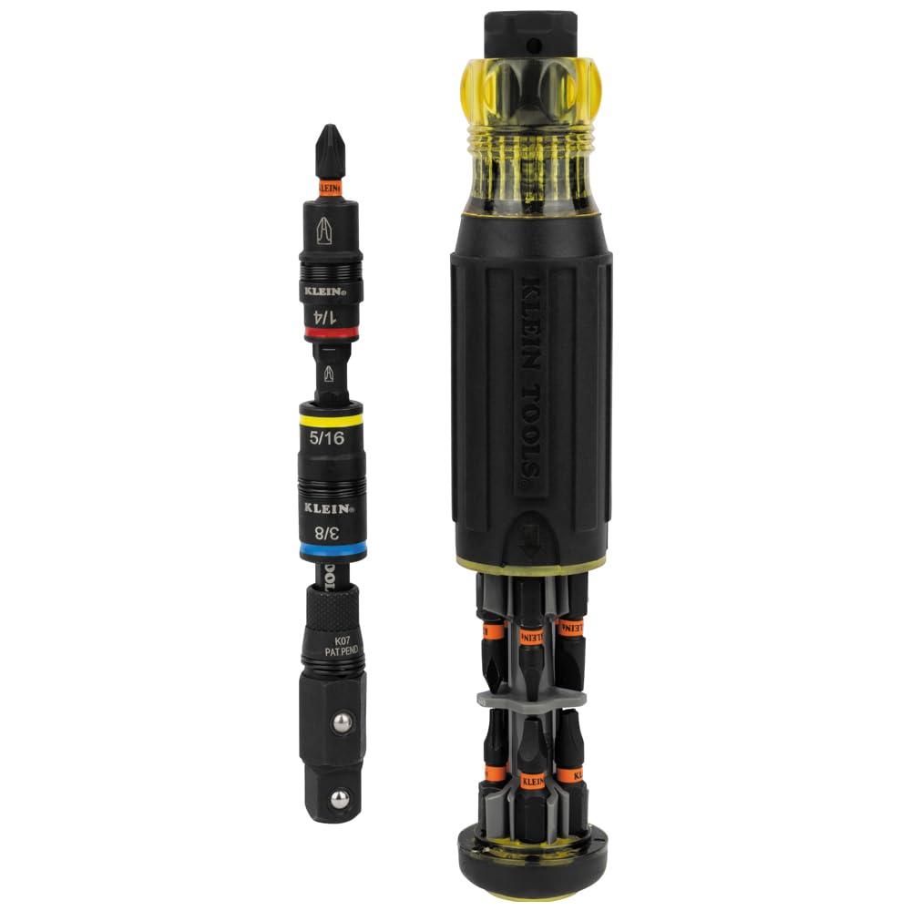 Klein Tools 32517HD KNECT 17-in-1 Impact-Rated Hybrid Screwdriver/Nut Driver, Magnetic, Flip Socket, 11 Bits, 3 Nut Drivers, Bit Holder, Square Adapter - Image 2