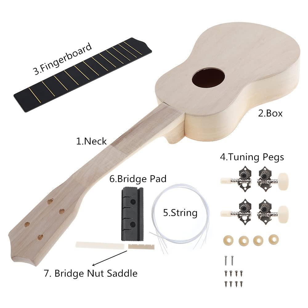 OriGlam 21 Inch DIY Ukulele Kit, Make Your Own Ukulele DIY Kit, Soprano Hawaii Ukulele Kit, Ukulele Hawaii Guitar Handwork Kit with Installation Tools for Kids, Friends, Family, Amateur - Image 2