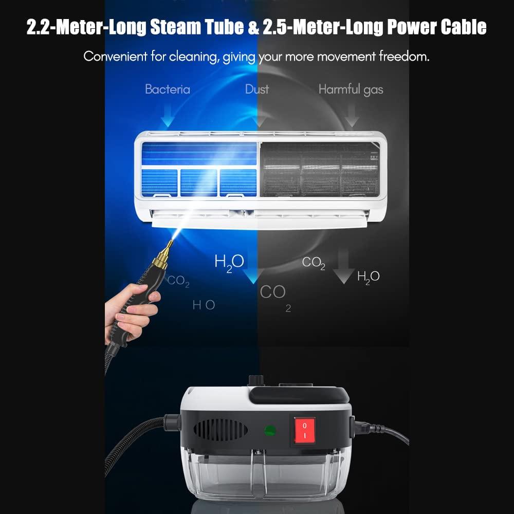 Decdeal Steam Cleaner - 2500W High Temperature Pressurized Handheld Steam Cleaning Machine with Brush Heads and Gloves, for Car Floors Kitchen Furniture Bathroom Windows - Image 5