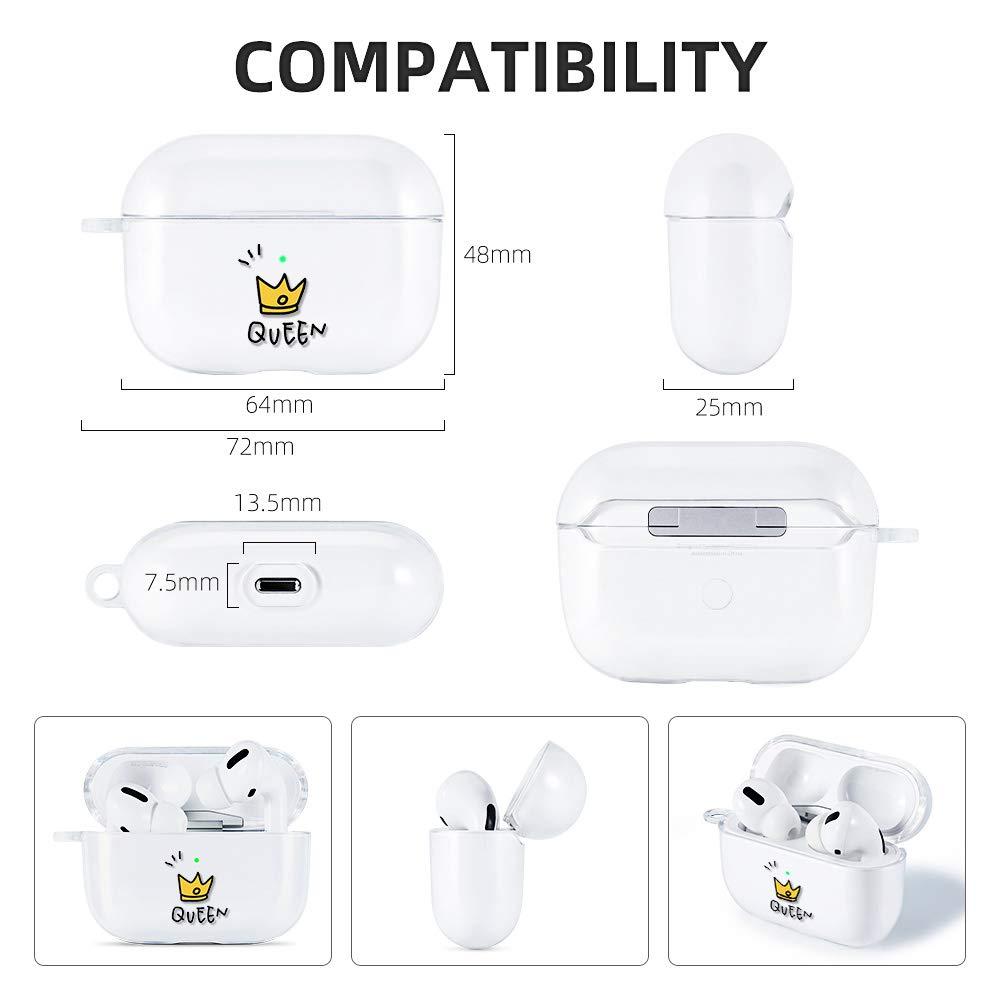 AKABEILA Airpods Pro Case Cover Cute Soft Silicone Clear with Pattern Designs for Women Men Shockproof Protective Case for Airpods Pro Case with Carabiner [Front LED Visible] - Image 4