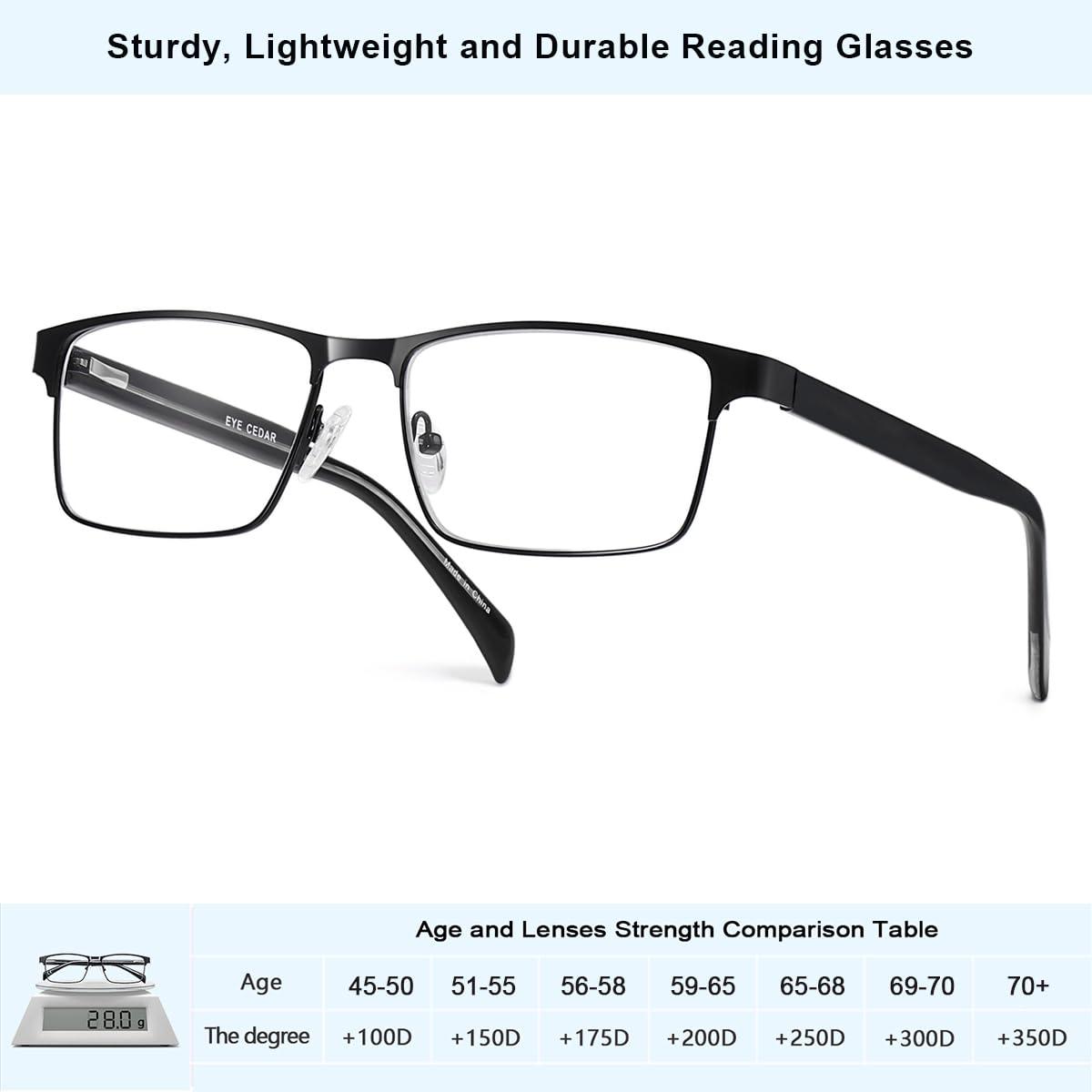 EYECEDAR 4-Pack Reading Glasses for Men Black Frame Adjustable Metal Spring Hinges Eyeglasses Readers for Men 1.50 - Image 6