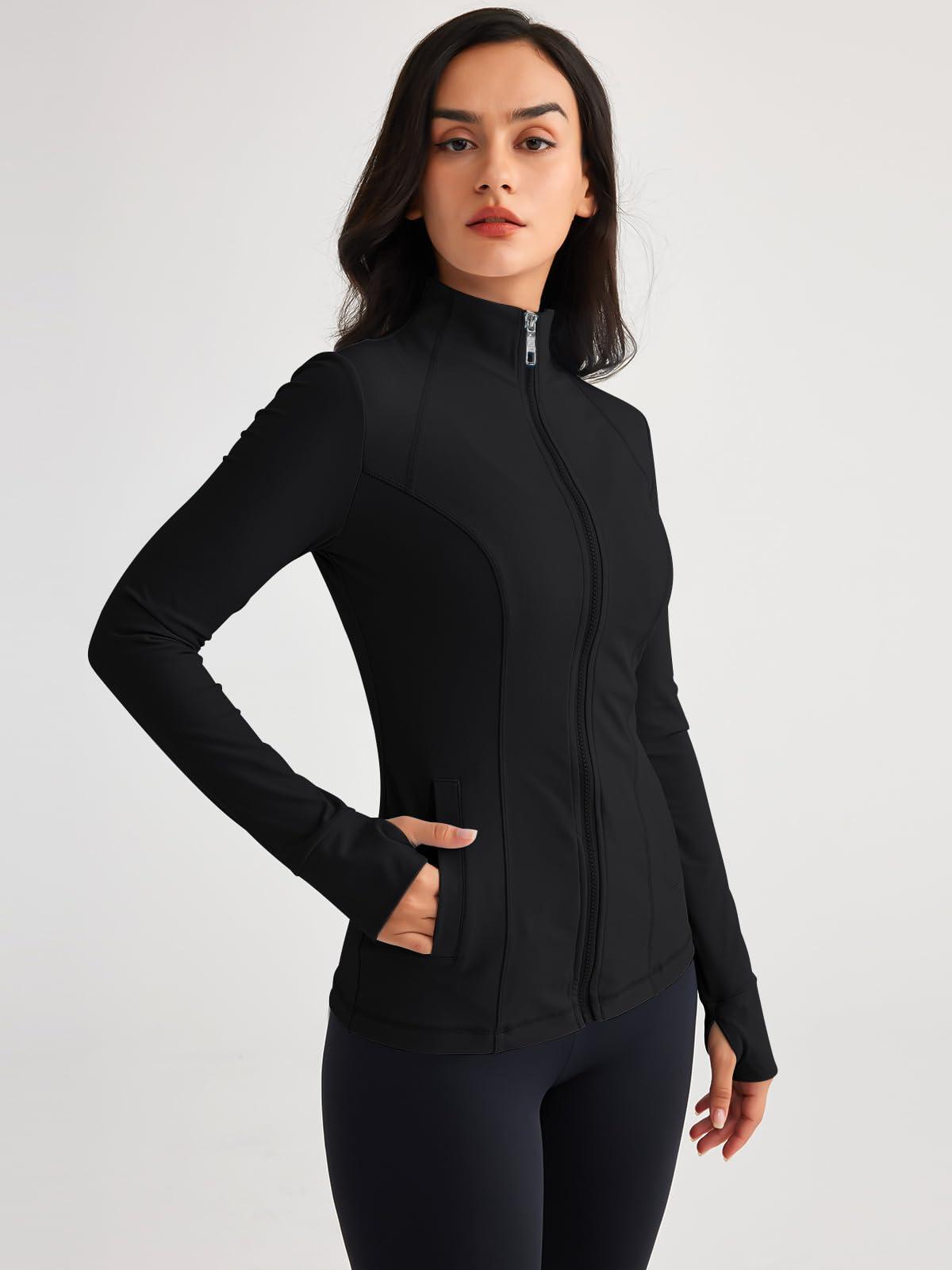 Trendy Queen Womens Lightweight Zip Up Jackets Mock Turtleneck Fall Hoodies Fitted 2025 Athletic Workout Clothes with Pockets - Image 3