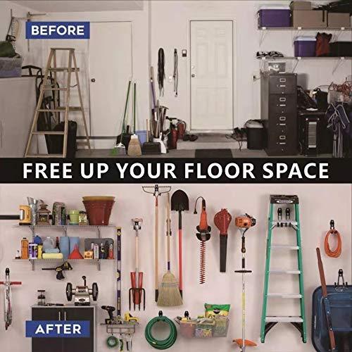 Garage Hooks, 4 Pack Wall Mount Storage Hanger with 2 Extension Cord Holder Organizer, Heavy-Duty 7.5 inch Long Hooks for Ladder, Ski, Sports, Utility, Garden Tool, Hose Storage Rack Organizer - Image 6