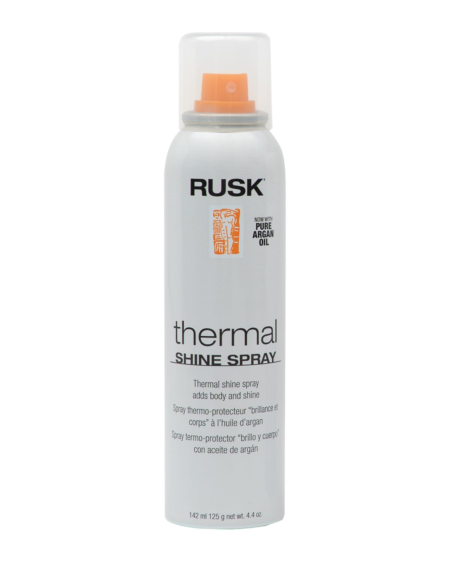 RUSK Thermal Shine Spray, Pure Argan Oil, Eliminates Frizz and Maintains Shine, Sleek and Smooth Hair, 4.4 oz