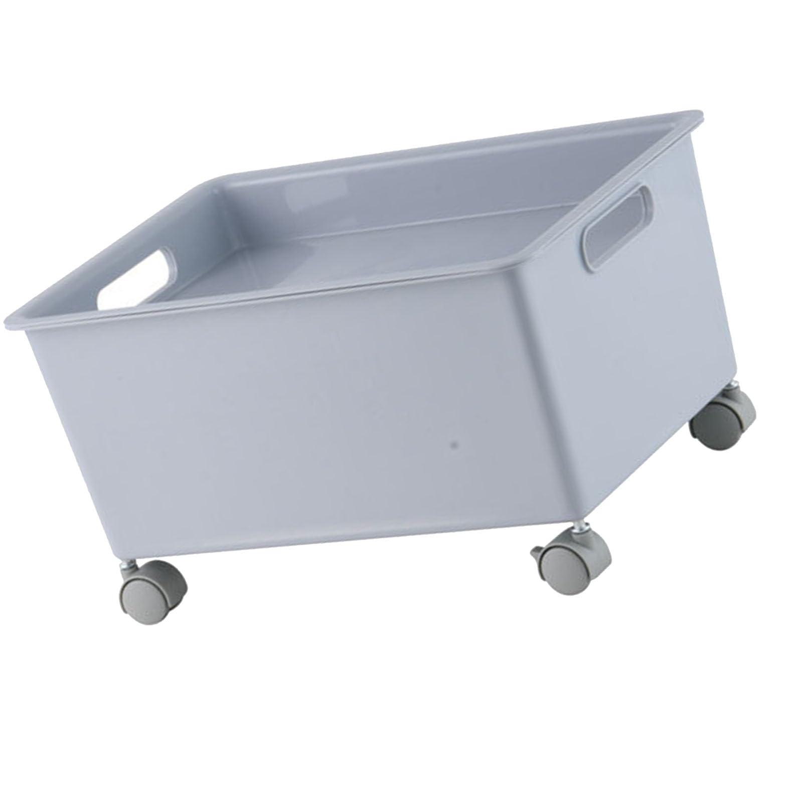 Storage Basket Roller Basket, Laundry Basket with Wheels, Premium PP Sturdy Portable Movable Easy Storage Large Capacity Organizer Box for Books Clothes Shoes, for Clothes,Blanket, Sweater,(Grey)