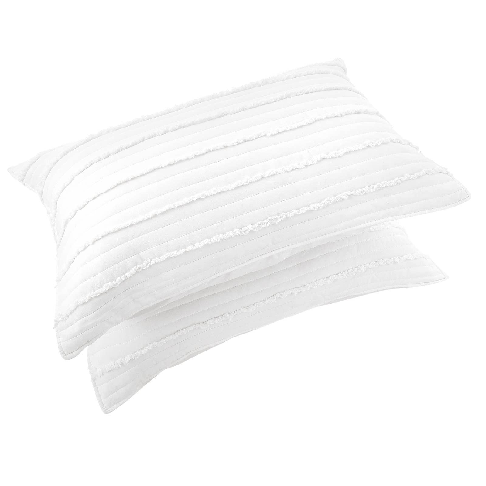 BOSOWOS Standard Size Pillow Shams Set of 2, Ultra Soft Breathable 20 x 26 Inches Pillow Case Envelope Closure, Microfiber Farmhouse Bed Pillowcases for Easy Care, White - Image 9
