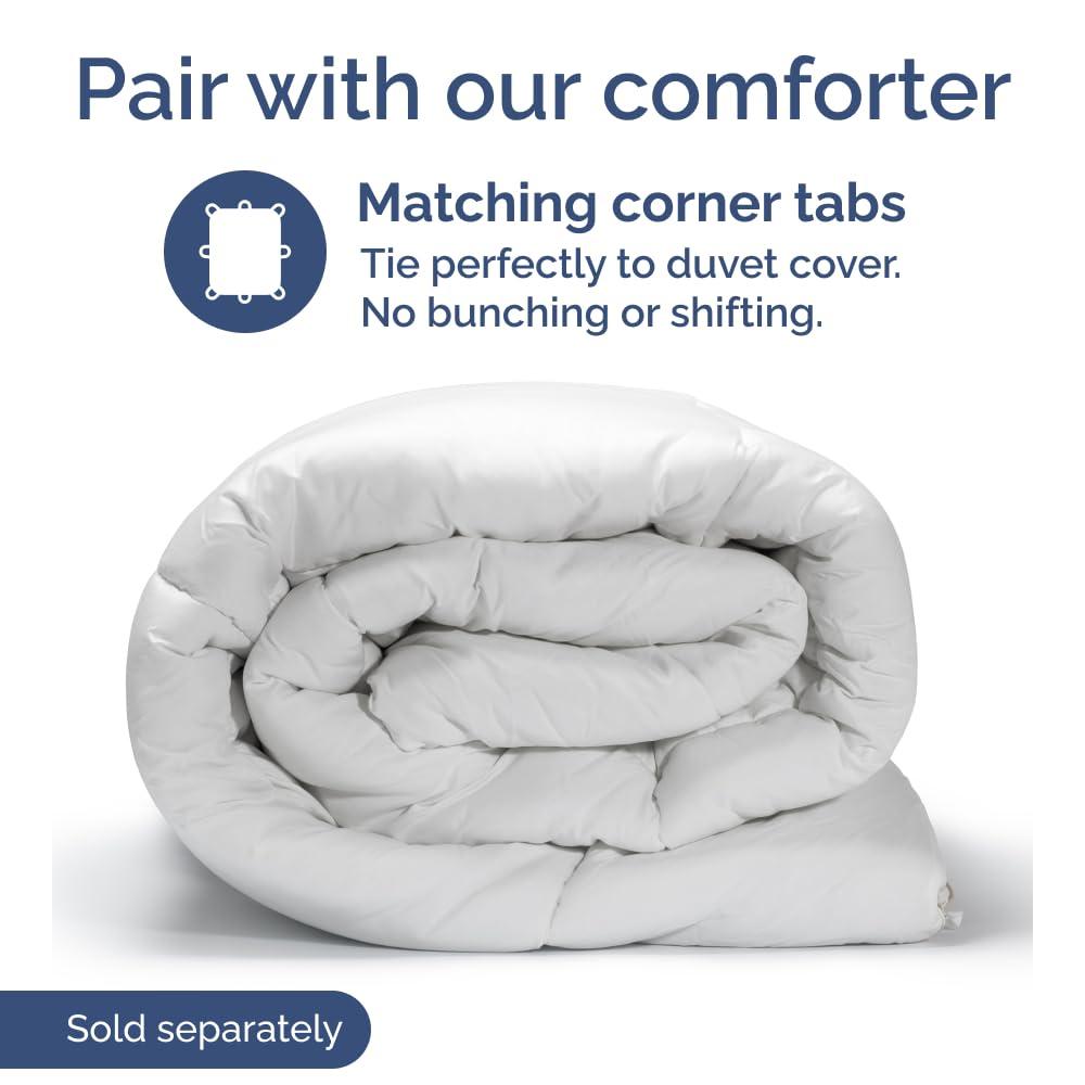 Duvet Cover Queen Size Set - Extra Soft Queen Size Duvet Cover 90 x 90 with 2 Pillow Shams - Hotel Luxury, Easy Care and Fade Free with Zipper Closures & Ties - Comfy, Breathable Bedding Set (White) - Image 7